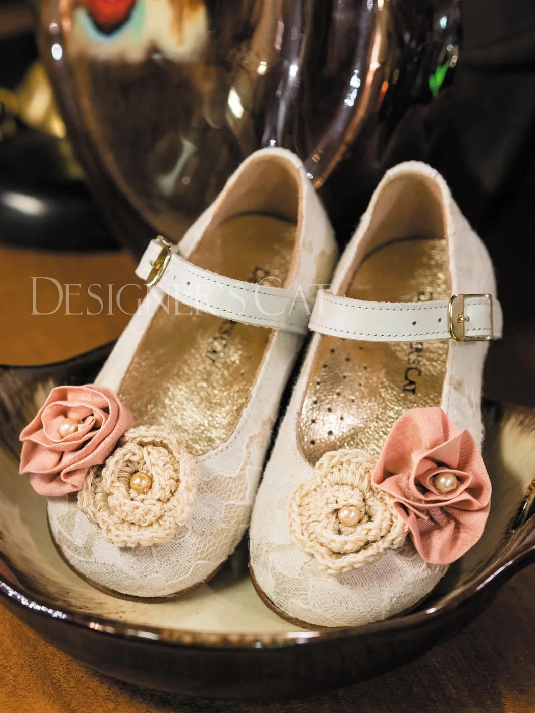 Baptismal baby Girl's ballerina shoe - CORINA White