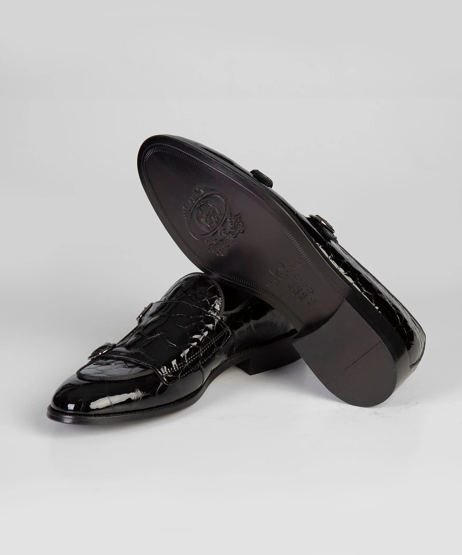 Black Crocodile Print Shoes for Men