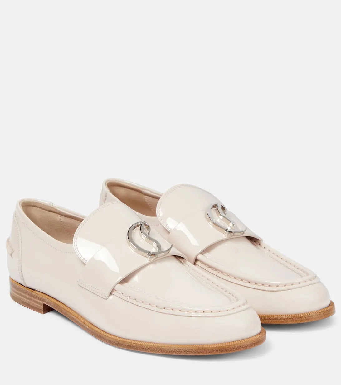 Christian Louboutin CL Moc Patent Leather Loafers, Beige