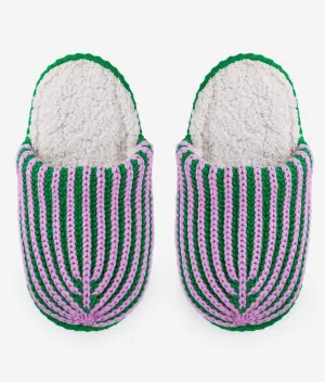 Chunky Rib Slide Slippers in Kelly Lilac