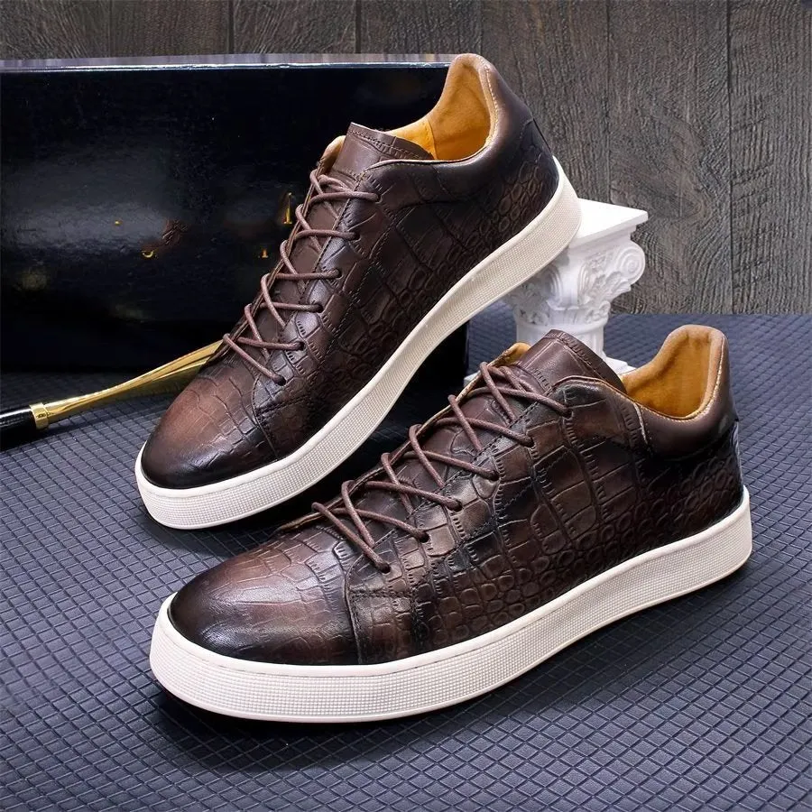 CrocLeather Chic Croc Texture Casual Shoes