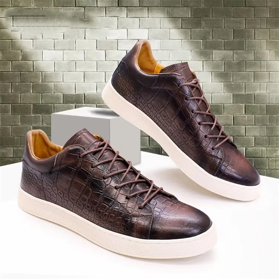 CrocLeather Chic Croc Texture Casual Shoes