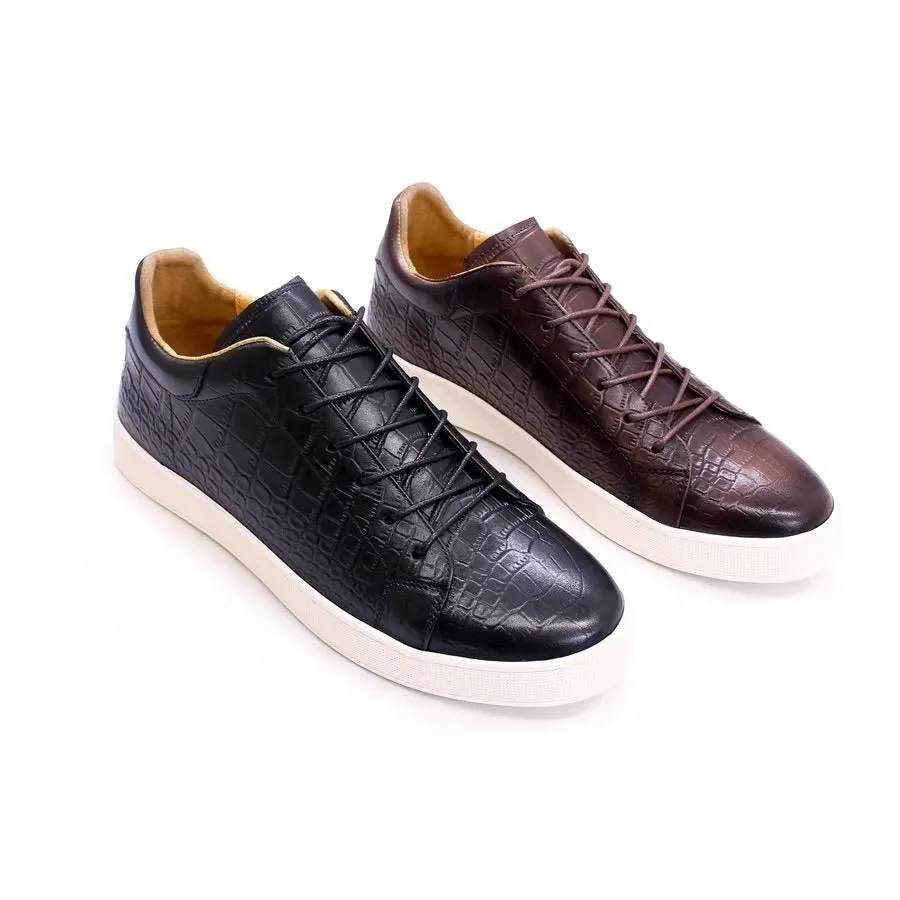 CrocLeather Chic Croc Texture Casual Shoes