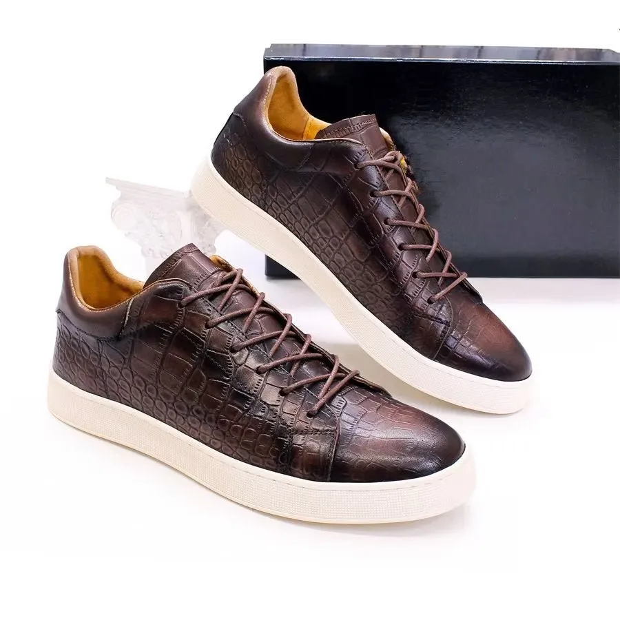 CrocLeather Chic Croc Texture Casual Shoes