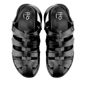 Dot Embossed Sandals-Black