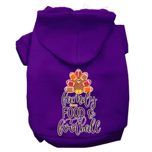 Family, Food, And Football Screen Print Dog Hoodie Purple Xxxl