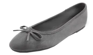 Feversole Women's Macaroon Faux Suede Memory Foam Cushion Insock Soft Ballet Flat Dark Grey