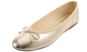 Feversole Women's Macaroon Gold Memory Foam Cushion Insock Patent Ballet Flat