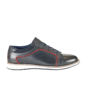 Front Gino Smart Casual Leather Trainer Navy