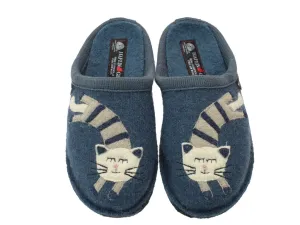 Haflinger Slippers Flair Choupette Cat Blue