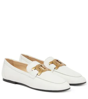 Kate Tod's leather loafers, white