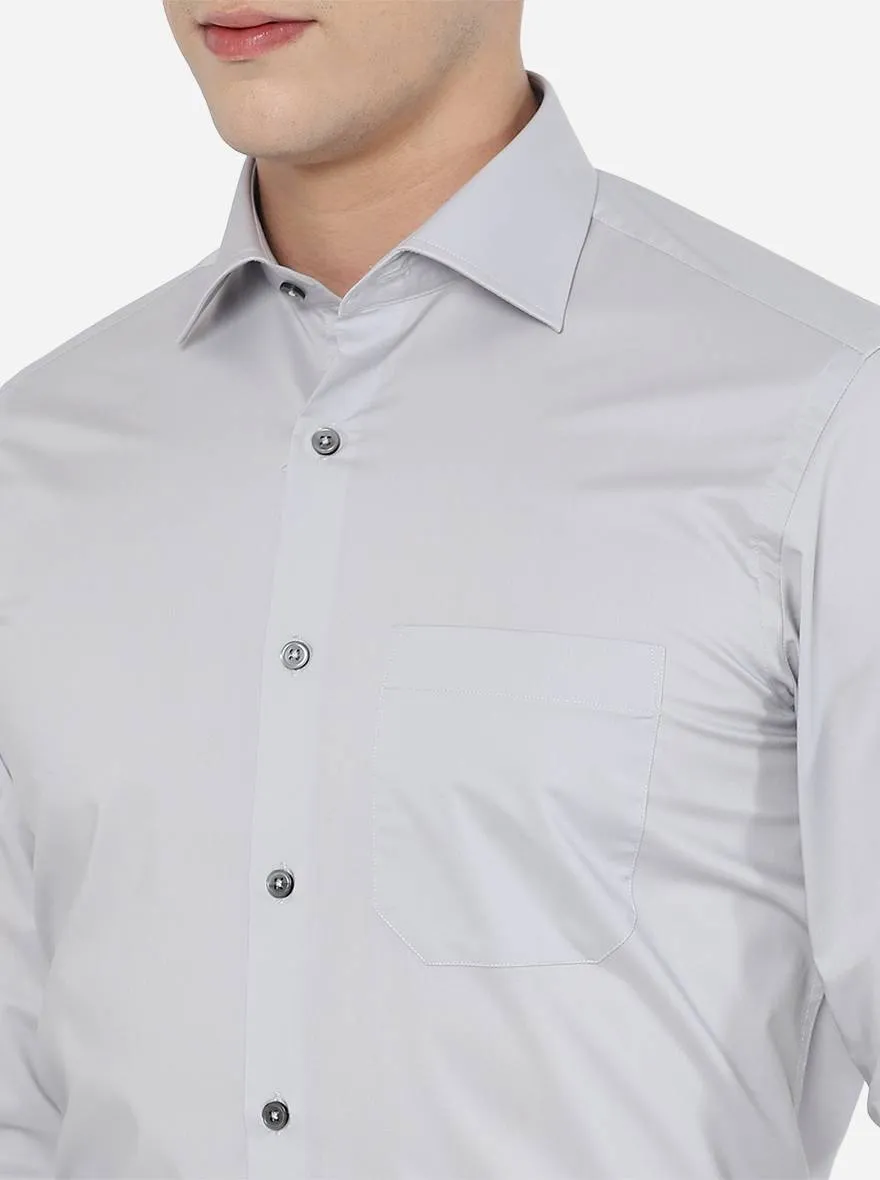 Light Grey Solid Slim Fit Formal Shirt | Greenfibre