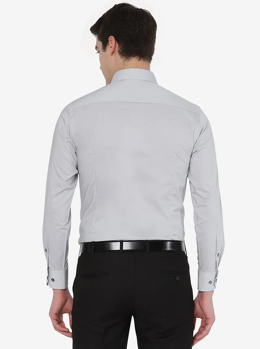 Light Grey Solid Slim Fit Formal Shirt | Greenfibre