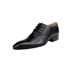 Opulent CrocPrint Pointed Toe Oxford Dress Shoes