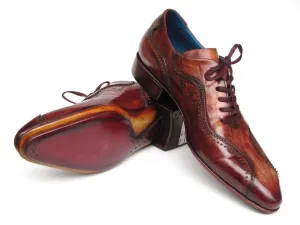 Paul Parkman Handmade Lace-Up Casual Shoes For Men Brown Handpainted Leather Upper And Leather Sole