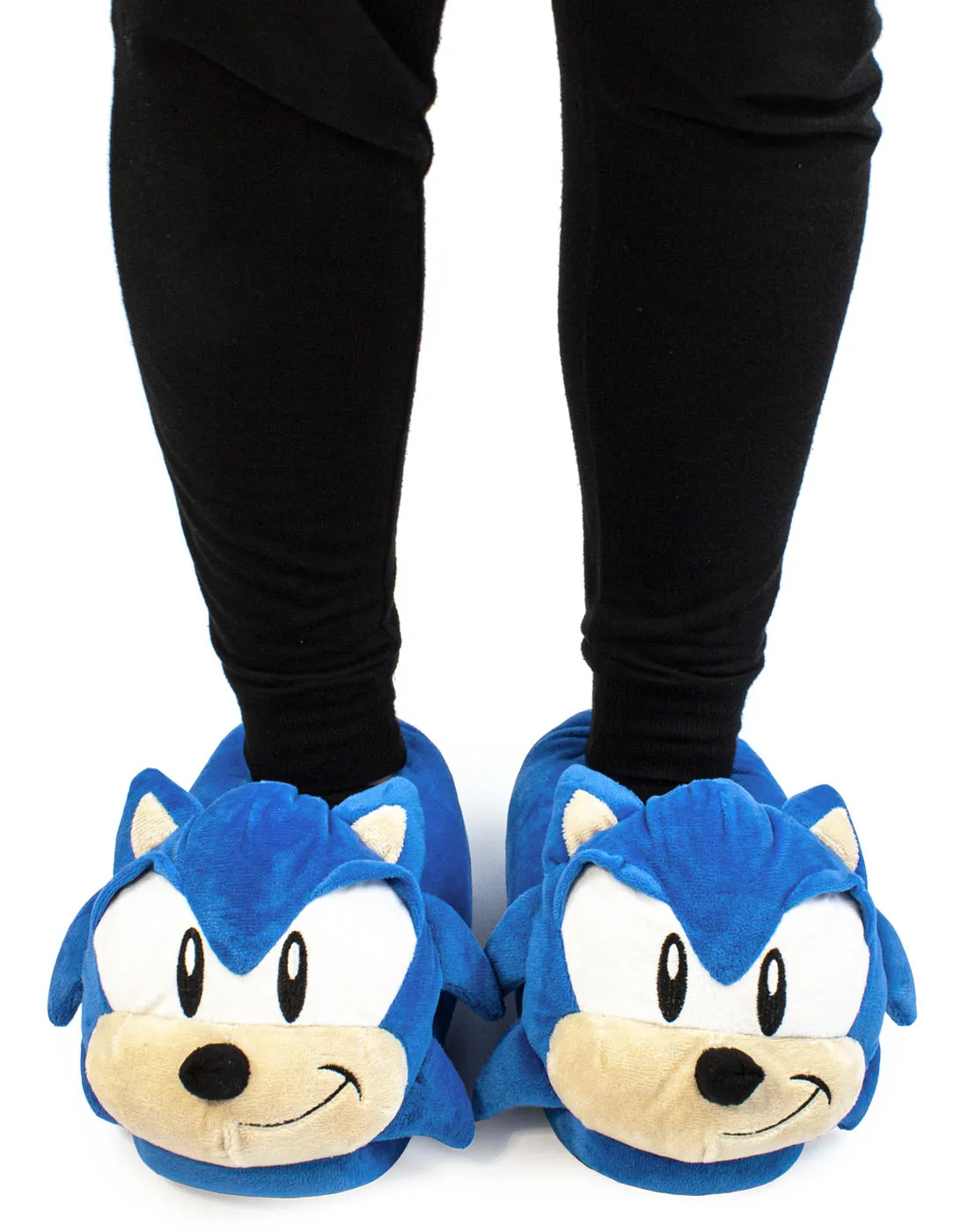 Sonic The Hedgehog 3D Face Men's Character Slippers - Blue