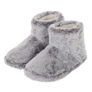 Womens Luxury Bootie Slippers Grey Faux Fur Non Slip - Isla