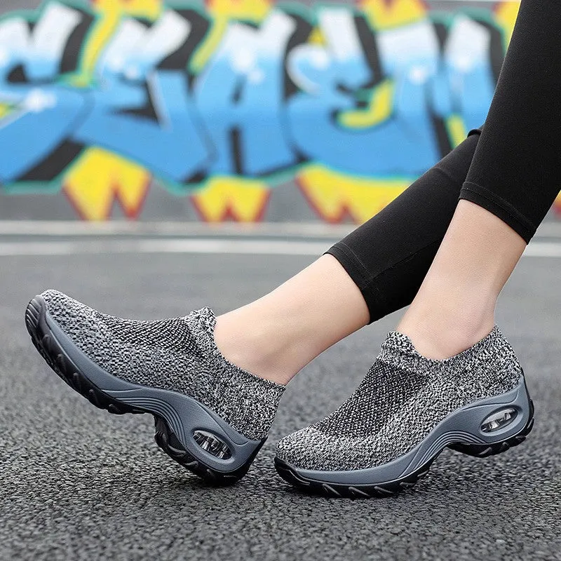 Women's Spring&Summer Breathable Woven Hollow Air Cushion Sneakers