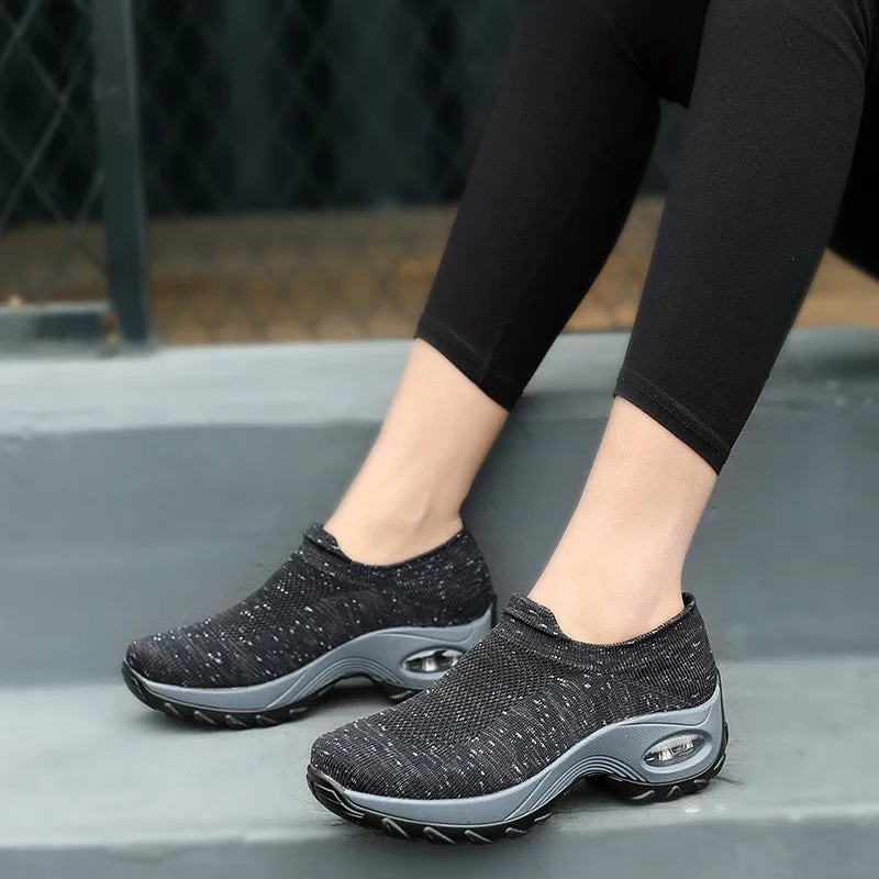 Women's Spring&Summer Breathable Woven Hollow Air Cushion Sneakers