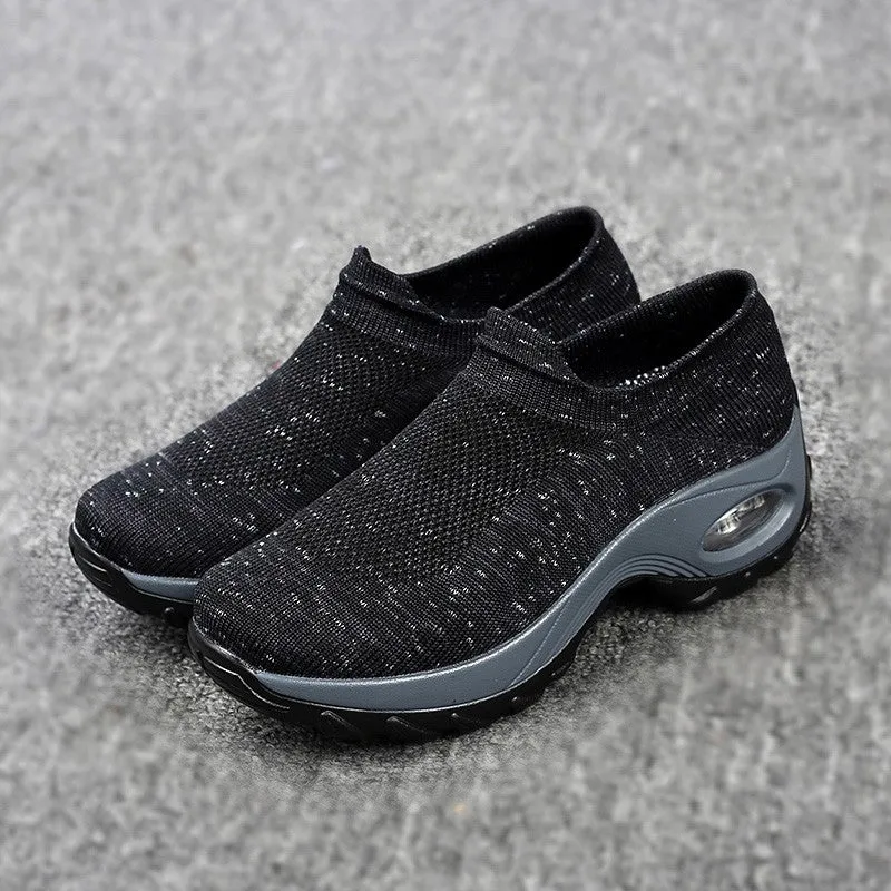 Women's Spring&Summer Breathable Woven Hollow Air Cushion Sneakers