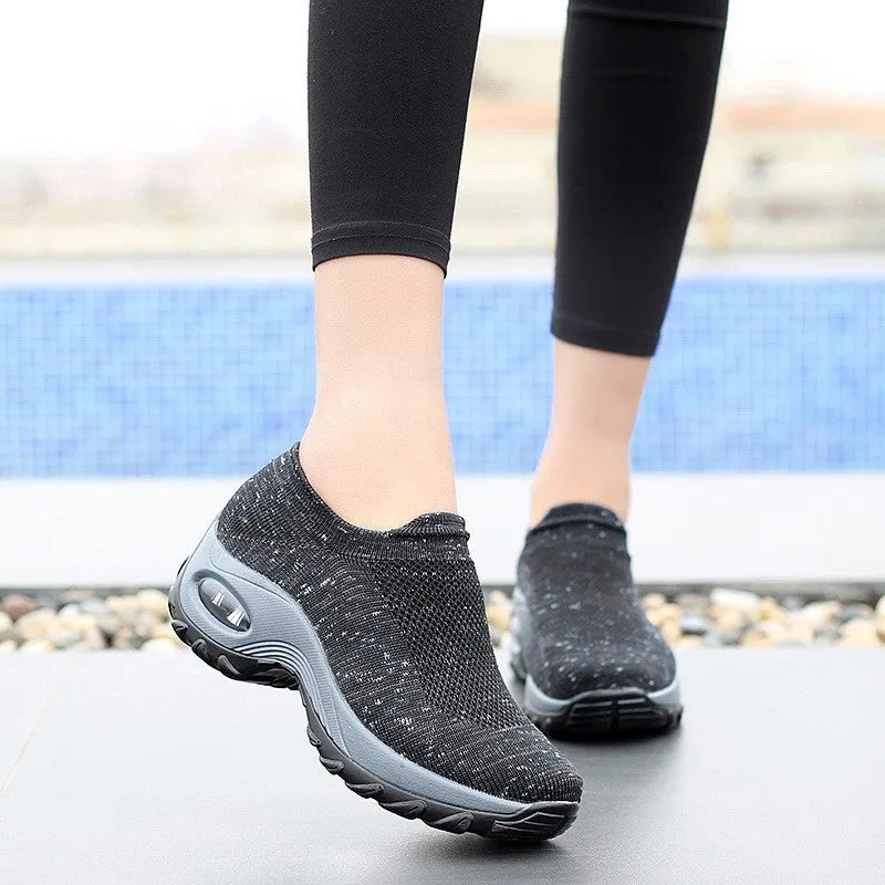 Women's Spring&Summer Breathable Woven Hollow Air Cushion Sneakers