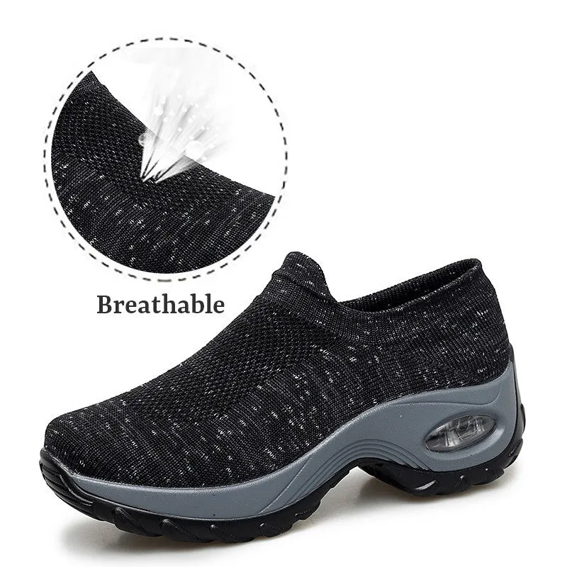 Women's Spring&Summer Breathable Woven Hollow Air Cushion Sneakers