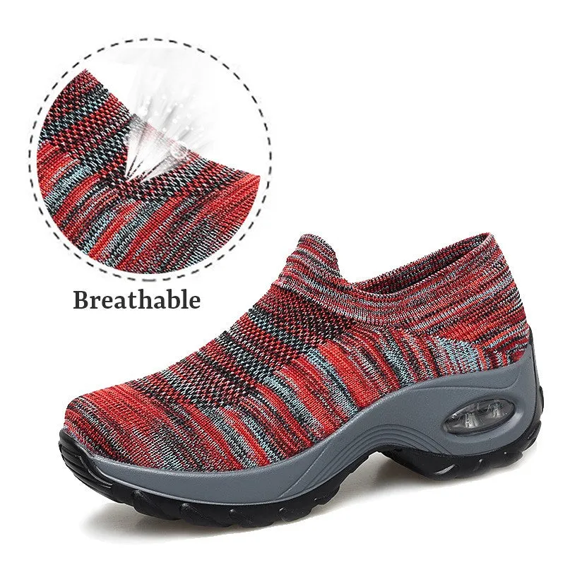 Women's Spring&Summer Breathable Woven Hollow Air Cushion Sneakers