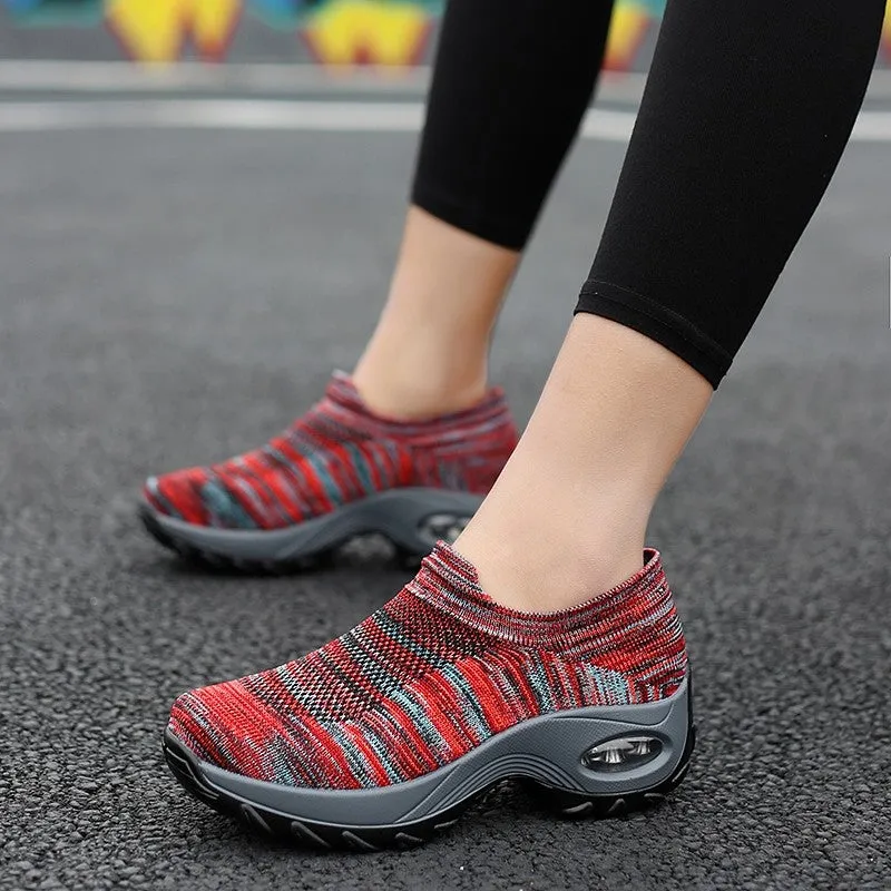 Women's Spring&Summer Breathable Woven Hollow Air Cushion Sneakers