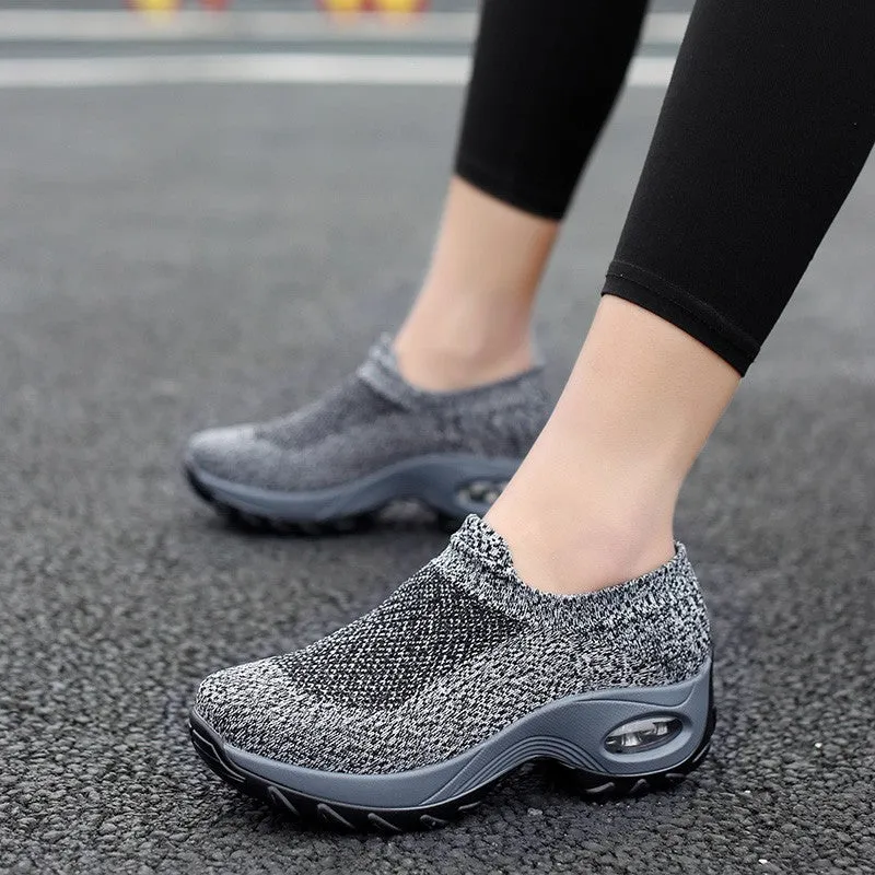 Women's Spring&Summer Breathable Woven Hollow Air Cushion Sneakers